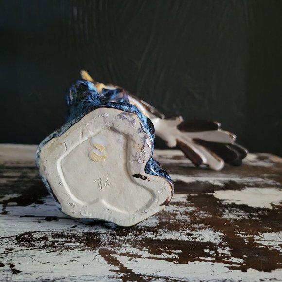 Vintage Porcelain Shiwan Magpie Bird Collection Vase Sakura Blossom - Picture 7 of 7